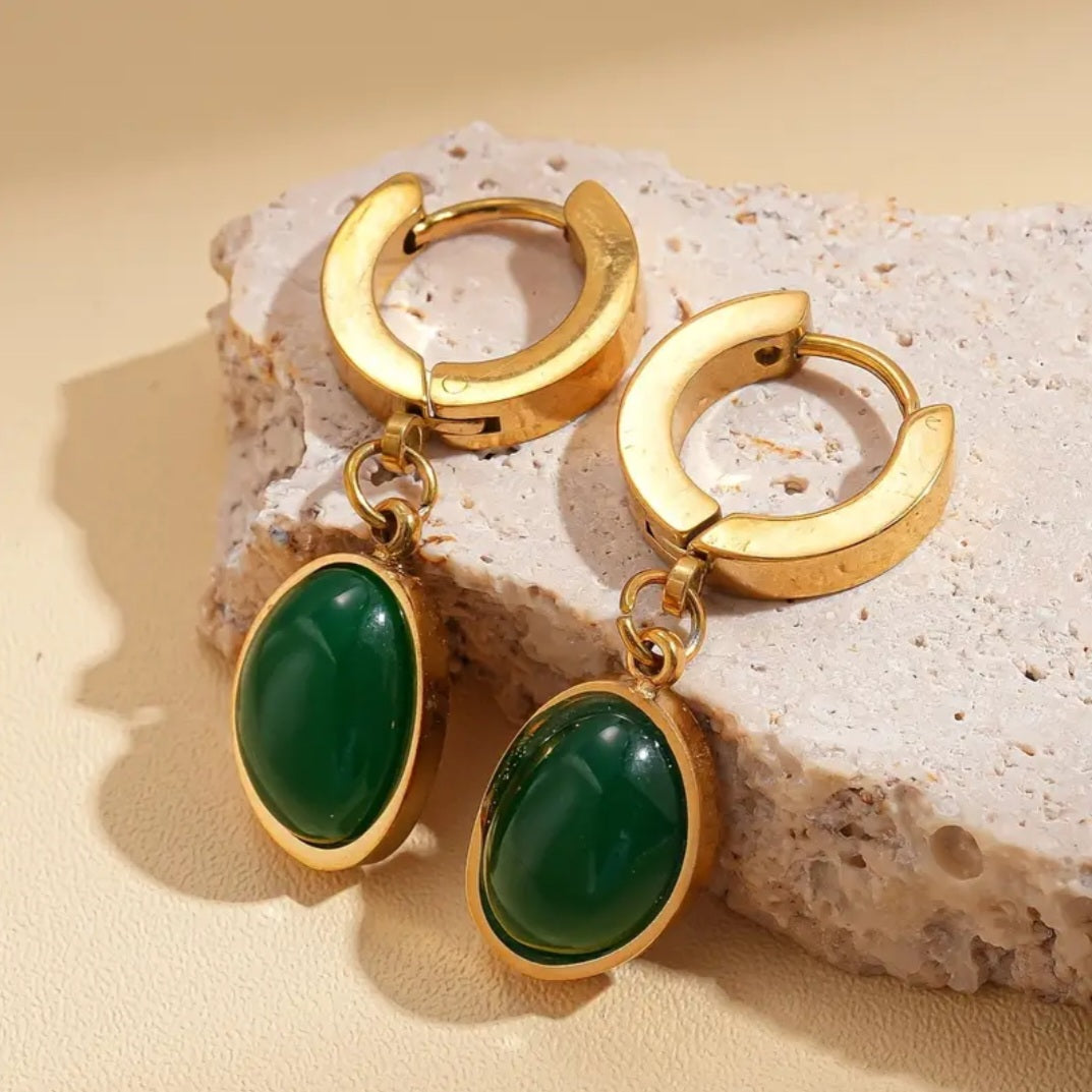 Ruby Round Earrings | 18K Gold Plated