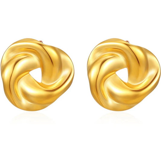 Olive Round Twisted Earrings