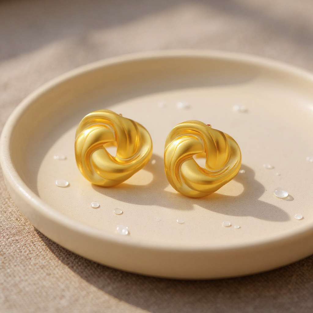Olive Round Twisted Earrings
