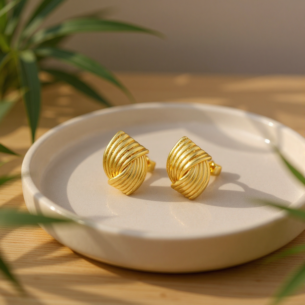 Okee Curved Ridged  Earrings